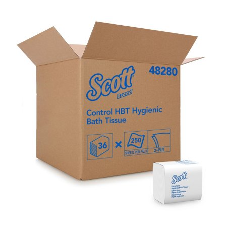 Kimberly Clark Toilet Tissue Scott® Control HBT White 2-Ply Standard Size Folded 250 Sheets 4-1/2 X 8-1/10 Inch - Case of 36 - 48280-CS