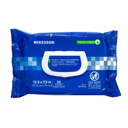 McKesson Personal Wipe StayDry® Soft Pack Aloe / Vitamin E Scented 50 Count - Pack of 1 - WPW50-PK