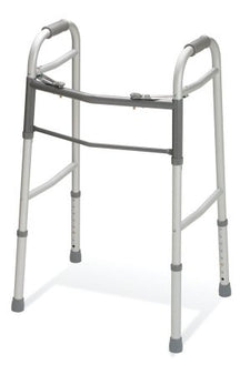 Medline Dual Release Folding Walker Adjustable Height Standard Aluminum Frame 300 lbs. Weight Capacity 32 to 39 Inch Height - Case of 4 - MDS864104-CS