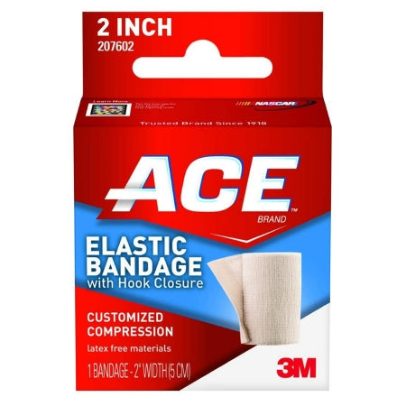 3M Elastic Bandage 3M™ ACE™ 2 Inch X 4.2 Foot Single Hook and Loop Closure Tan NonSterile Standard Compression - Case of 72 - 207602-CS