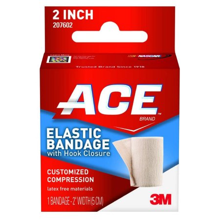 3M Elastic Bandage 3M™ ACE™ 2 Inch X 4.2 Foot Single Hook and Loop Closure Tan NonSterile Standard Compression - Each - 207602-EA
