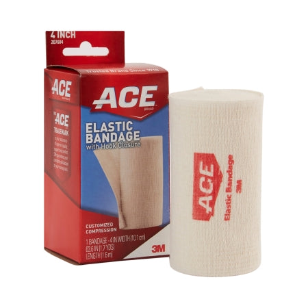 3M Elastic Bandage 3M™ ACE™ 4 Inch X 5.3 Foot Single Hook and Loop Closure Tan NonSterile Standard Compression - Each - 207604-EA