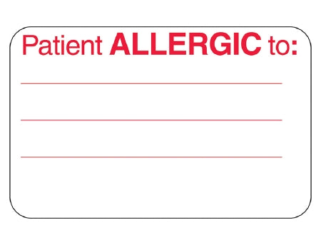 Health Care Logistics Pre-Printed Label Barkley® Allergy Alert White Paper Patient Allergic To: Alert Label 1-3/4 X 2-3/4 Inch - Pack of 1000 - 2451-PK