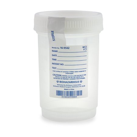 McKesson Specimen Container for Pneumatic Tube Systems McKesson 120 mL (4 oz.) Screw Cap Sterile - Each - 16-9542-EA