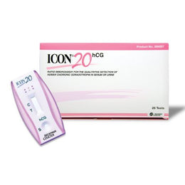 Hemocue Reproductive Health Test Kit Icon® 20 hCG Fertility Test hCG Pregnancy Test Serum / Urine Sample 25 Tests CLIA Waived for Urine / CLIA Moderate Complexity for Serum - Box of 1 - 395097A-BX