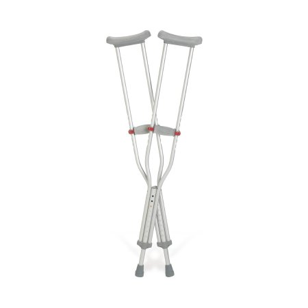 Medline Underarm Crutches Red Dot® Aluminum Frame Adult 275 lbs. Weight Capacity Push Button Adjustment - Case of 8 - G91-214-8-CS
