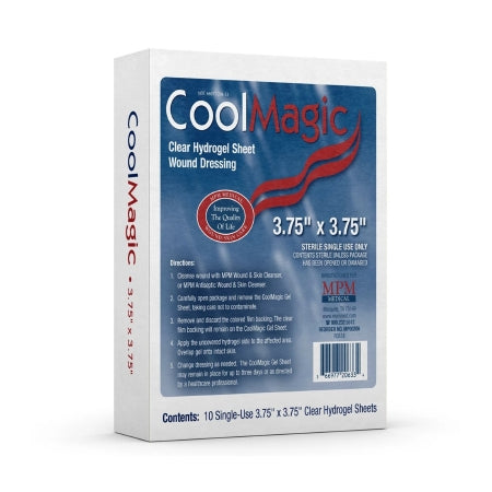 MPM Medical Hydrogel Wound Dressing CoolMagic™ Sheet 3-3/4 X 3-3/4 Inch Square Sterile - Box of 10 - MP00206-BX