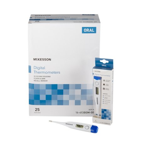 McKesson Digital Stick Thermometer McKesson Oral Probe Handheld - Box of 25 - 16-413BGM-00-BX