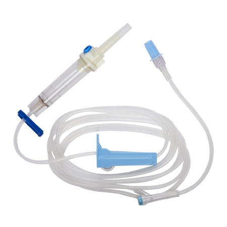Baxter IV Pump Set Baxter™ Gravity / Pump 1 Port 10 Drops / mL Drip Rate Without Filter 104 Inch Tubing Solution - Case of 48 - ACT5435-CS
