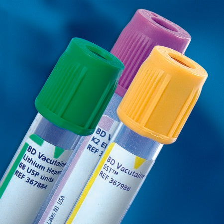 BD BD Vacutainer® Venous Blood Collection Tube Plasma Tube Lithium Heparin Additive 13 X 75 mm 3 mL Green Conventional Closure Plastic Tube - Case of 1000 - 366667-CS