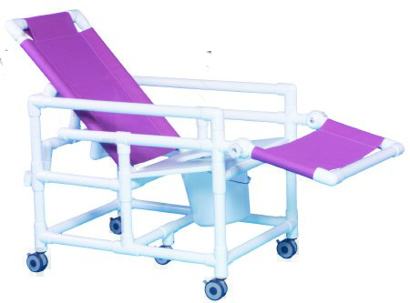 IPU Commode / Shower Chair ipu® Fixed Arms PVC Frame Reclining Backrest 21-1/2 Inch Seat Width 300 lbs. Weight Capacity - Each - SCC250RCFS-EA