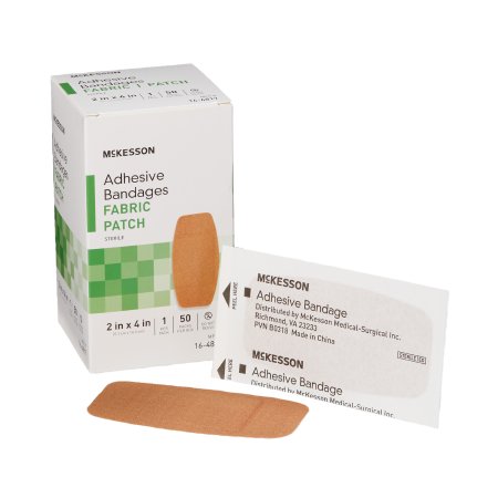 McKesson Adhesive Strip McKesson 2 X 4 Inch Fabric Rectangle Tan Sterile - Case of 24 - 16-4817-CS