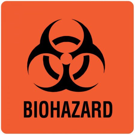 United Ad Label Pre-Printed Label UAL™ Warning Label Fluorescent Red Paper Biohazard / Symbol Black Biohazard 3 X 3 Inch - Pack of 1 - ULBH050-PK
