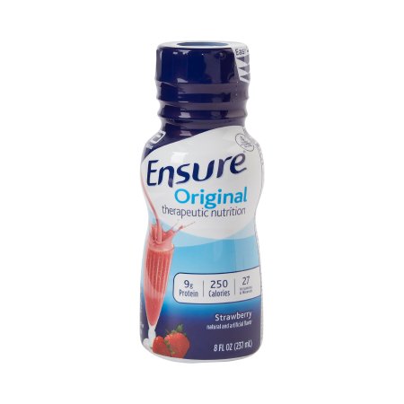 Abbott Nutrition Oral Supplement Ensure® Original Therapeutic Nutrition Shake Strawberry Flavor Liquid 8 oz. Bottle - Case of 24 - 58295-CS