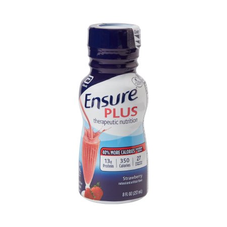 Abbott Nutrition Oral Supplement Ensure® Plus Therapeutic Nutrition Strawberry Flavor Liquid 8 oz. Bottle - Case of 24 - 58301-CS
