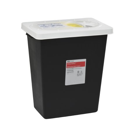 Cardinal RCRA Waste Container SharpSafety™ Black Base 18-3/4 H X 12-3/4 D X 18-1/4 W Inch Vertical Entry 12 Gallon - Case of 10 - 8612RC-CS
