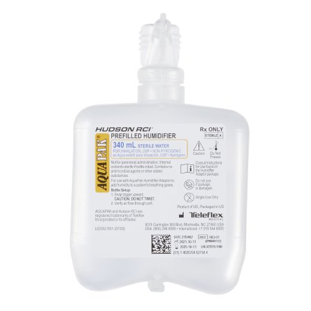 Medline Aquapak® Humidifier 340 mL Sterile Water - Case of 20 - HUD00301-CS