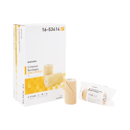 McKesson Cohesive Bandage McKesson 4 Inch X 5 Yard Self-Adherent Closure Tan NonSterile Standard Compression - Case of 18 - 16-53414-CS