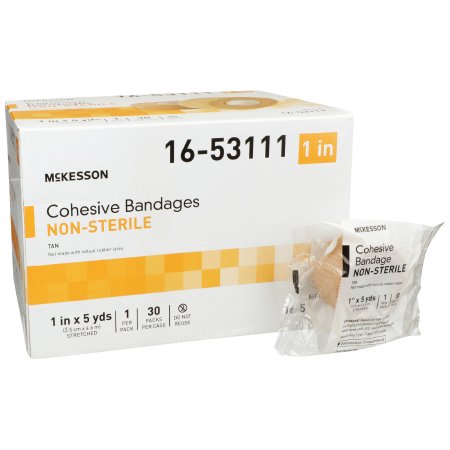 McKesson Cohesive Bandage McKesson 1 Inch X 5 Yard Self-Adherent Closure Tan NonSterile Standard Compression - Each - 16-53111-EA
