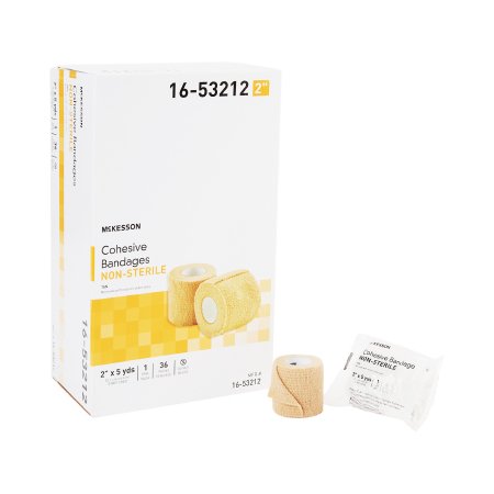 McKesson Cohesive Bandage McKesson 2 Inch X 5 Yard Self-Adherent Closure Tan NonSterile Standard Compression - Case of 36 - 16-53212-CS