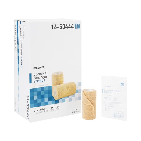 McKesson Cohesive Bandage McKesson 4 Inch X 5 Yard Self-Adherent Closure Tan Sterile Standard Compression - Each - 16-53444-EA