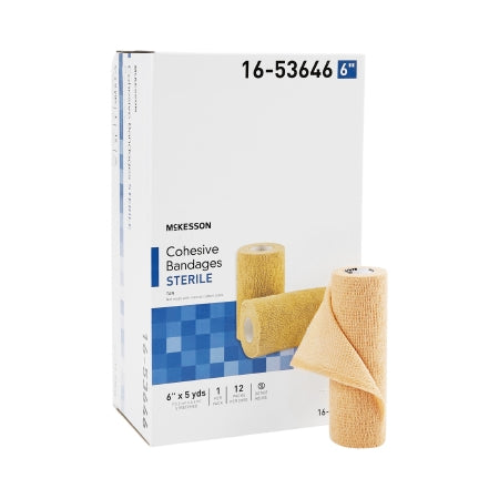 McKesson Cohesive Bandage McKesson 6 Inch X 5 Yard Self-Adherent Closure Tan Sterile Standard Compression - Case of 12 - 16-53646-CS