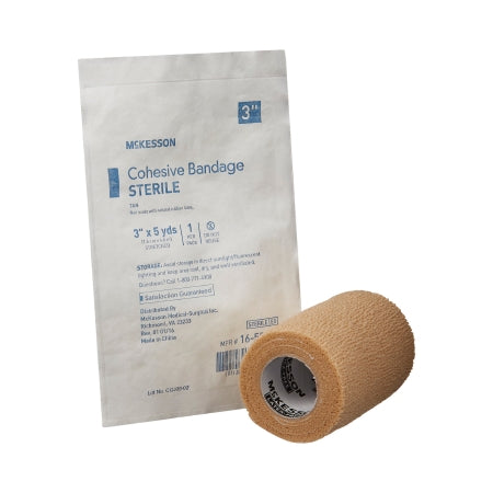 McKesson Cohesive Bandage McKesson 3 Inch X 5 Yard Self-Adherent Closure Tan Sterile Standard Compression - Each - 16-53343-EA