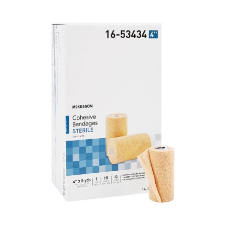 McKesson Cohesive Bandage McKesson 4 Inch X 5 Yard Self-Adherent Closure Tan Sterile Standard Compression - Each - 16-53434-EA