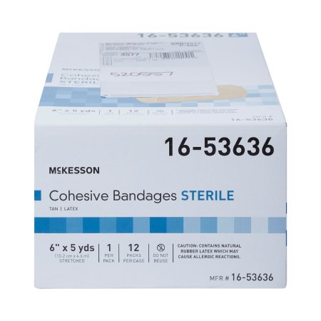 McKesson Cohesive Bandage McKesson 6 Inch X 5 Yard Self-Adherent Closure Tan Sterile Standard Compression - Case of 12 - 16-53636-CS