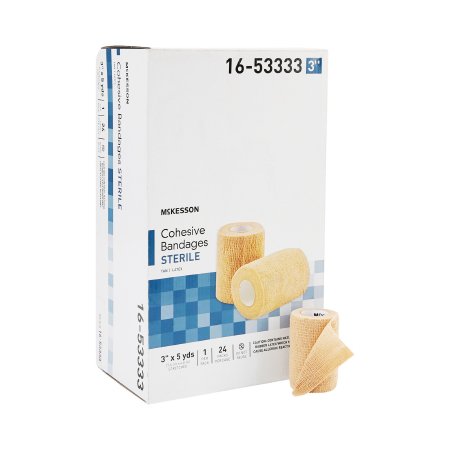 McKesson Cohesive Bandage McKesson 3 Inch X 5 Yard Self-Adherent Closure Tan Sterile Standard Compression - Each - 16-53333-EA