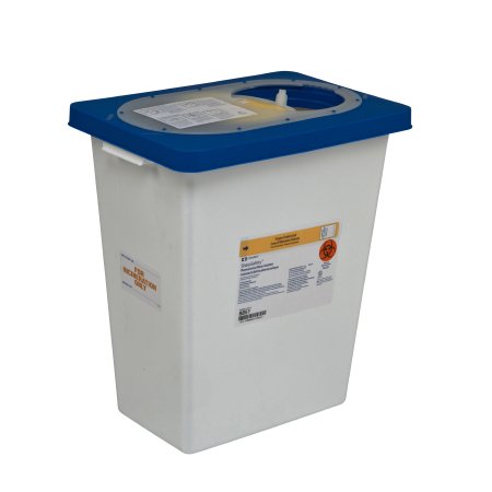 Cardinal Pharmaceutical Waste Container PharmaSafety™ White Base 17-3/4 H X 11 W X 15-1/2 D Inch Vertical Entry 8 Gallon - Case of 10 - 8851-CS