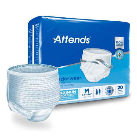 Attends Healthcare Products Unisex Adult Absorbent Underwear Attends® Pull On with Tear Away Seams Medium Disposable Heavy Absorbency - Case of 4 - AP0720-CS