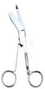 Medical Action Industries Bandage Scissors One Time® 5-1/2 Inch Length Floor Grade Nickel Plated Steel Sterile Finger Ring Handle Angled Blunt Tip / Blunt Tip - Each - 56326-EA