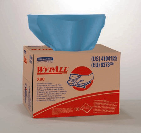 Kimberly Clark Task Wipe WypAll® X80 Heavy Duty Blue NonSterile Cellulose / Polypropylene 12-1/2 X 16-4/5 Inch Reusable - Case of 160 - 41041-CS