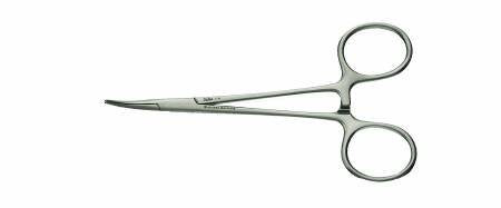 Integra Lifesciences Hemostatic Forceps Halsted 5-1/2 Inch Length Floor Grade Ratchet Lock Finger Ring Handle Curved - DZ/12 - EG7-4-DZ