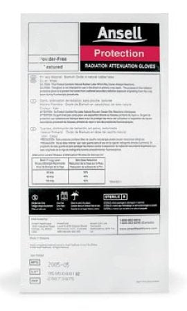 Ansell Radiation Reducing Glove ENCORE® Size 8.5 Sterile Pair Latex with Bismuth Extended Cuff Length Fully Textured Light Brown Not Chemo Approved - Box of 5 - 20873085-BX