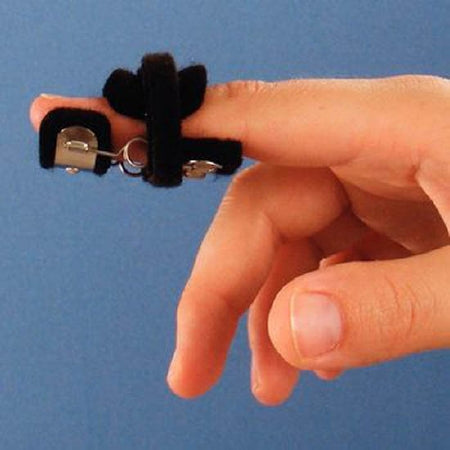 Patterson Medical Supply Mini Modified Safety Pin Finger Splint Bunnell™ Small Hook and Loop Strap Closure Left or Right Hand Black - Each - 705701-EA