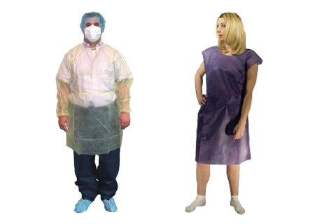 Dukal Patient Exam Gown Medium Dark Blue Disposable - Bag of 10 - 304-BG