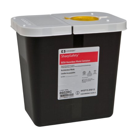 Cardinal RCRA Waste Container SharpSafety™ Black Base 10 H X 10-1/2 W X 7-1/4 D Inch Horizontal Entry 2 Gallon - Case of 20 - 8602RC-CS