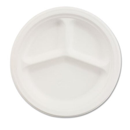 Chinet® Paper Dinnerware, 3-Compartment Plate, 10.25" dia, White, 500/Carton - CT/1 - HUH-21204CT-CT