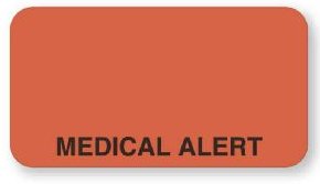United Ad Label Pre-Printed Label UAL™ Warning Label Fluorescent Red Paper Medical Alert Black Alert Label 7/8 X 1-5/8 Inch - Roll of 1 - ULMC218-RL