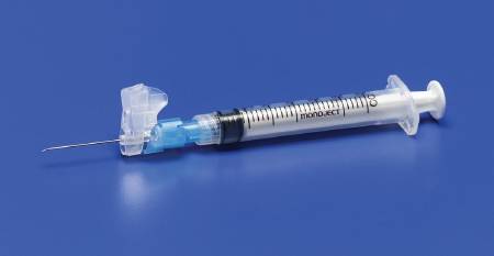 Cardinal Safety Hypodermic Syringe with Needle Magellan™ 1 mL 5/8 Inch 25 Gauge Sliding Safety Needle Regular Wall - Box of 50 - 8881811558-BX