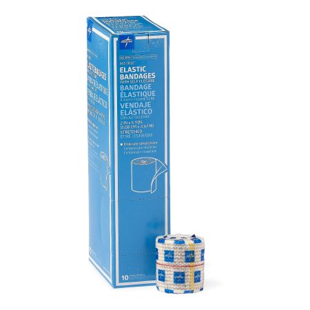 Medline Elastic Bandage Matrix 2 Inch X 5 Yard Double Hook and Loop Closure Natural NonSterile Medium Compression - Each - MDS087002LF-EA