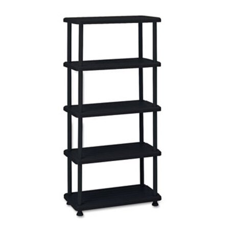 Iceberg Rough n Ready Open Storage System, Five-Shelf, Blow-Molded HDPE, 36w x 18d x 74h, Black - Each - ICE-20851-EA