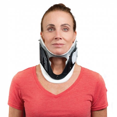 DJO Rigid Cervical Collar ProCare® Preformed Adult One Size Fits Most One-Piece / Trachea Opening 1-3/4 to 3-1/2 Inch Height 11 to 23 Inch Neck Circumference - Each - 79-83131-EA
