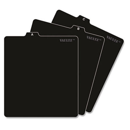 Vaultz® A-Z CD File Guides, 1/3-Cut Top Tab, A to Z, 5 x 5.75, Black, 26/Set - Each - IDE-VZ01176-EA
