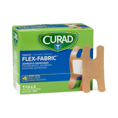 Medline Adhesive Strip Comfort Cloth® 1-1/2 X 3 Inch Plastic Knuckle Tan Sterile - Box of 100 - NON25510-BX