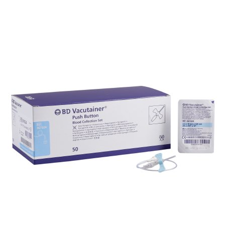 BD BD Vacutainer® Push Button Blood Collection Set 23 Gauge 3/4 Inch Needle Length Safety Needle 12 Inch Tubing Sterile - Pack of 50 - 367324-PK
