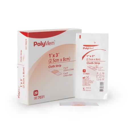 Ferris Manufacturing Adhesive Strip PolyMem® 1 X 3 Inch Polyurethane / Film Rectangle Pink / White Sterile - Case of 100 - 7031-CS