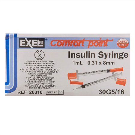 AirTite Products Standard Insulin Syringe with Needle Comfort Point™ 1 mL 5/16 Inch 30 Gauge NonSafety Regular Wall - Box of 100 - 26016-BX